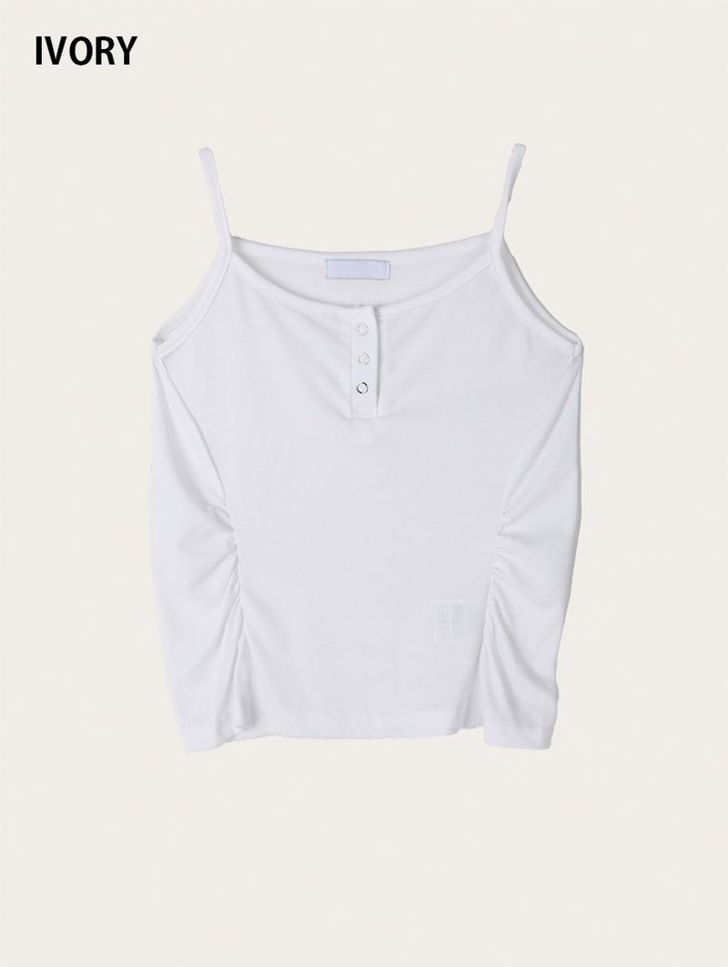 SIDE SHIRRING BUTTON SLEEVELESS (3C)