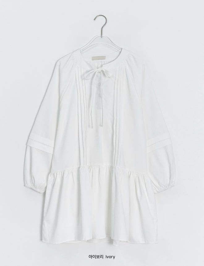 Rohigh Pintuck Shirring Layered Blouse One Piece
