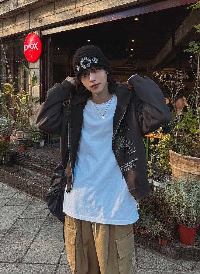 Winnie crop two way hoodie zip-up