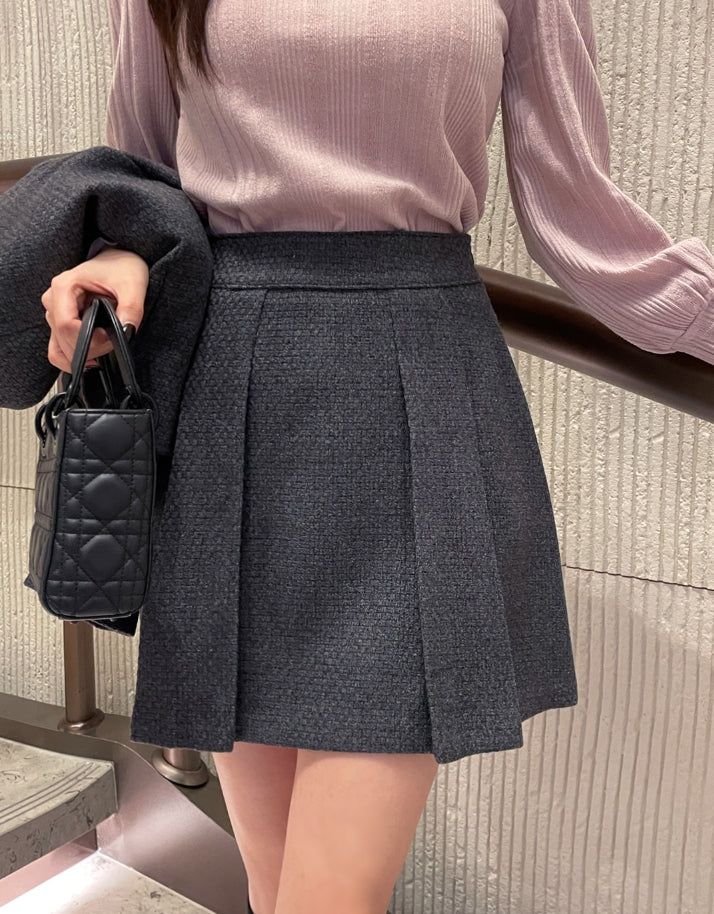 Deli Pocket No Collar Tweed Short Jacket