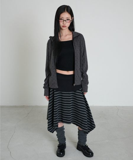 STRIPE SYMBOL UNBALANCED SKIRT