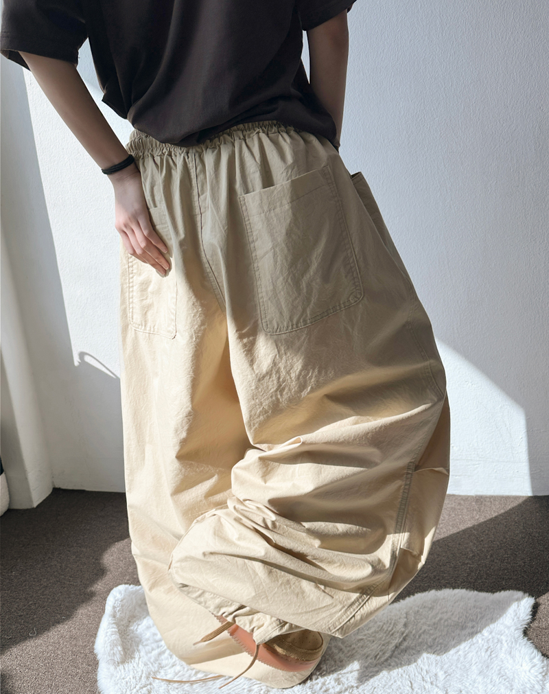 Billion Parachute Balloon Pintuck String Wide Long Pants 3 Colors 