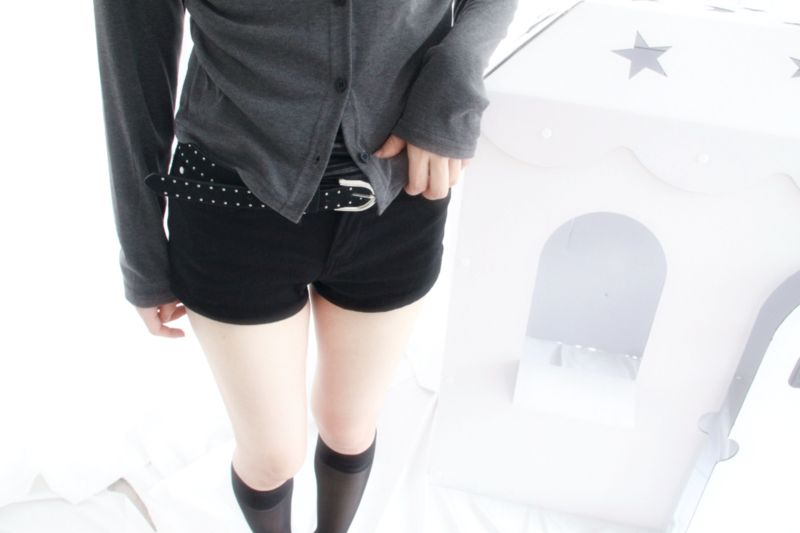 Black Spand Denim Shorts