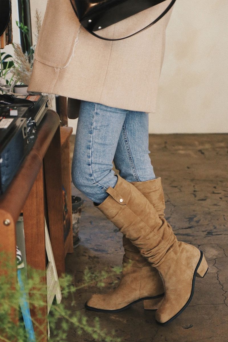 BLURRY WRINKLE LONG BOOTS_3COLORS