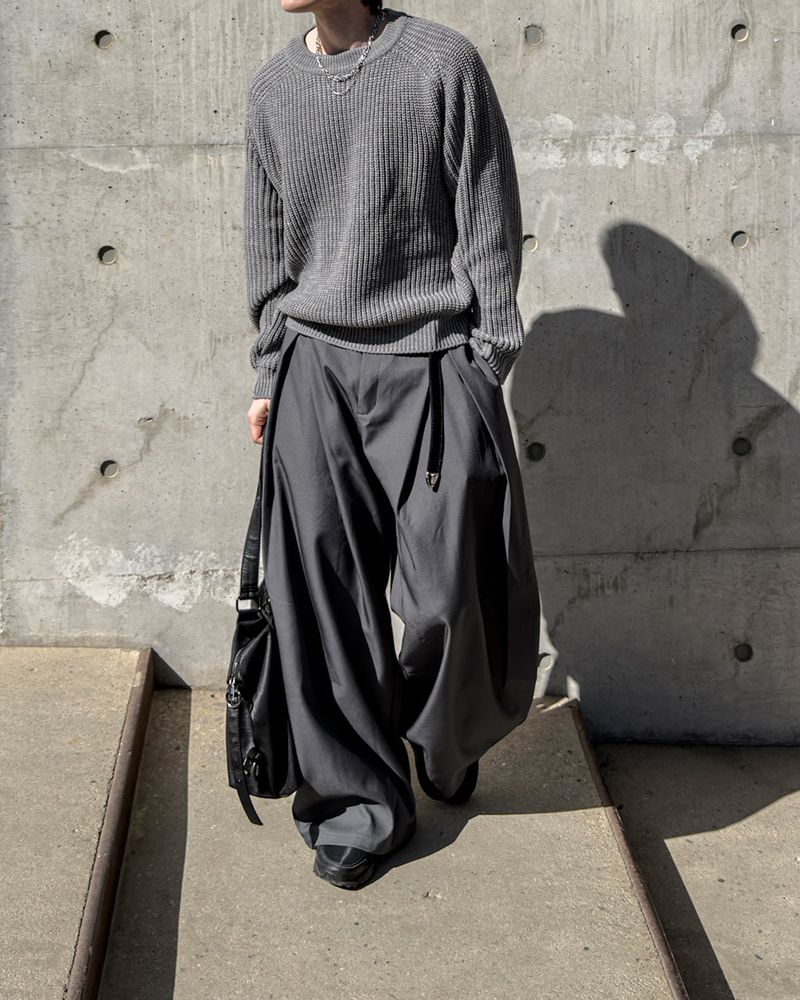 Ian Double-Pleat Wide Slacks