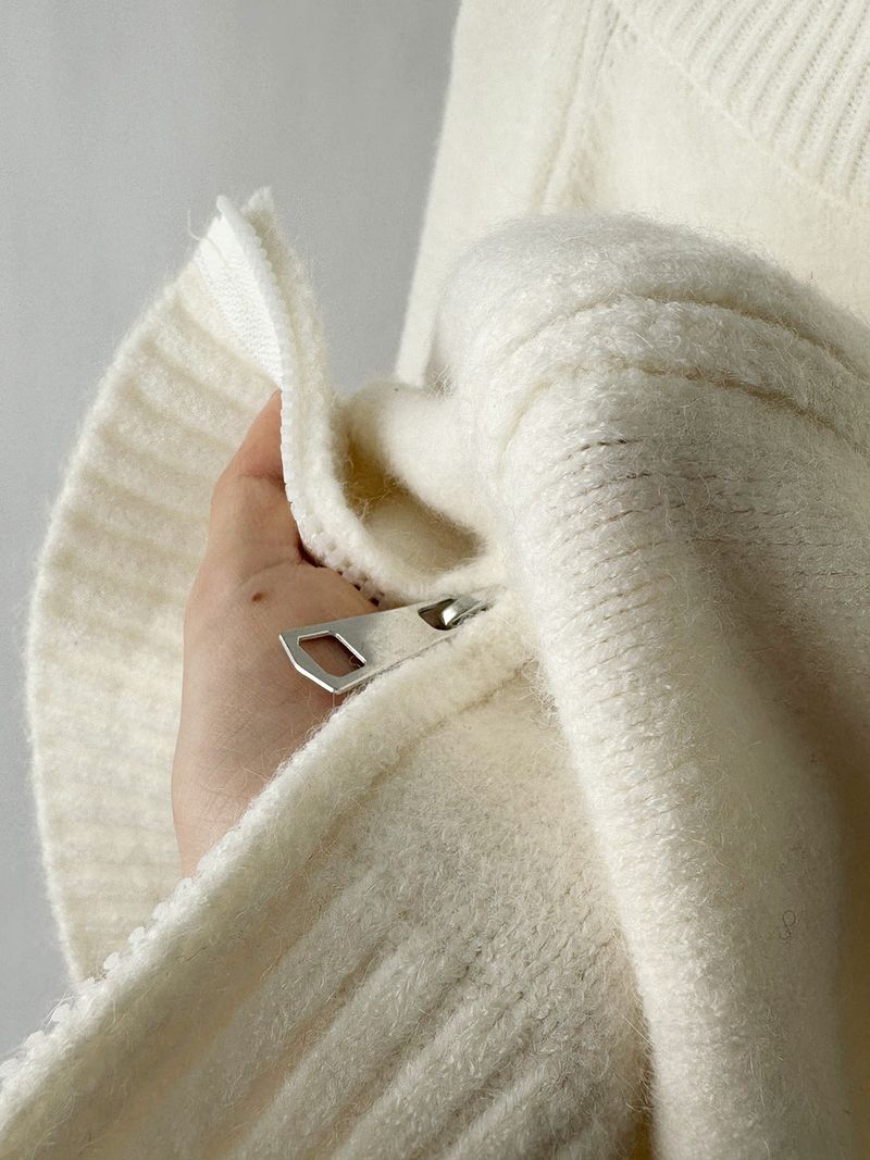 Stand Collar High Neck Zip-Up Long Sleeve Knitwear