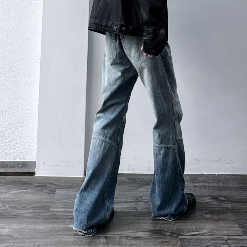 Panelled Straight-Leg Denim Pants
