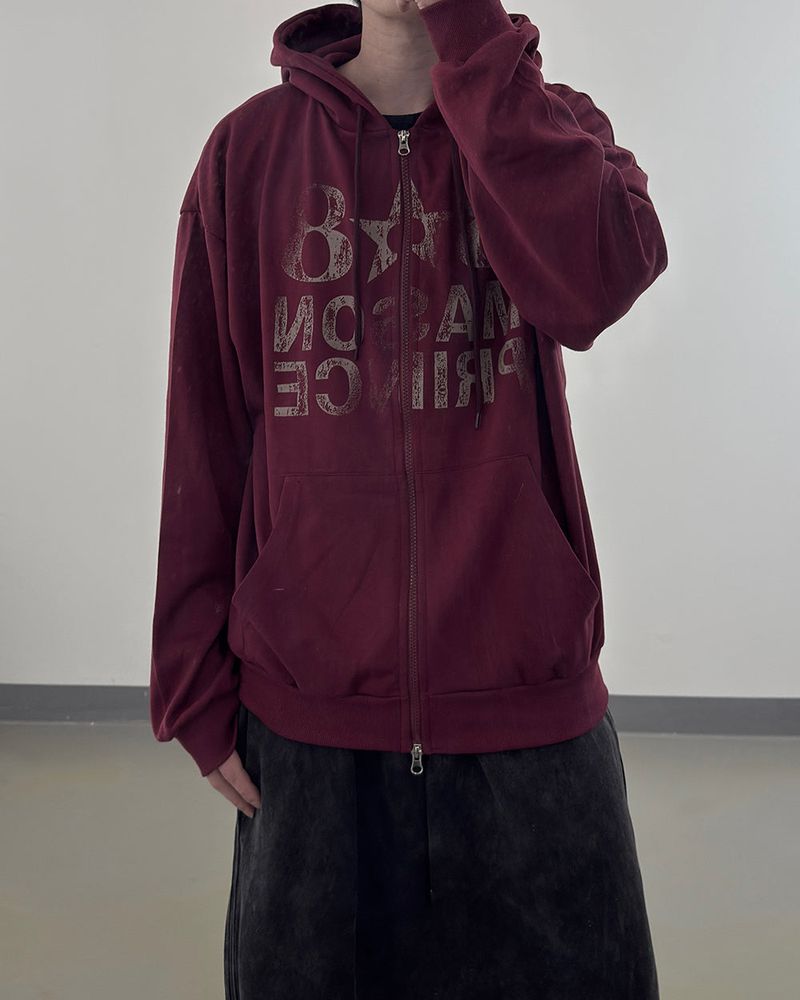 Dakel Vintage Graphic Zip-Up Hoodie