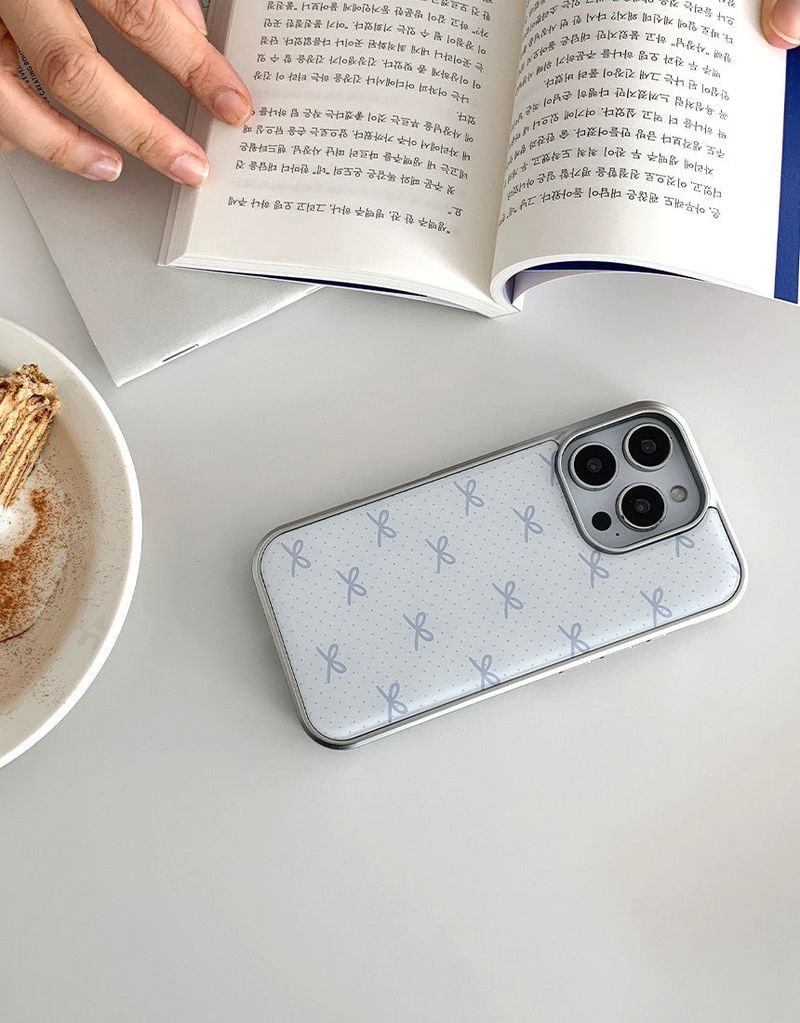 [MADE]クラウドリボン シルバーエポキシ バンパーiPhoneケース