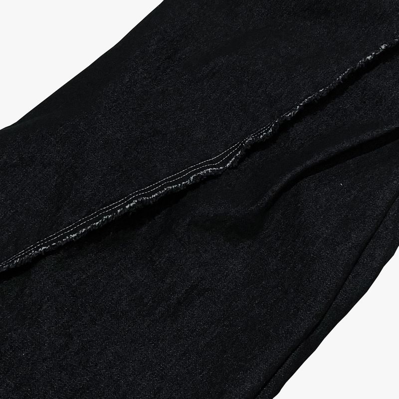 layered deconstructed denim pants_black