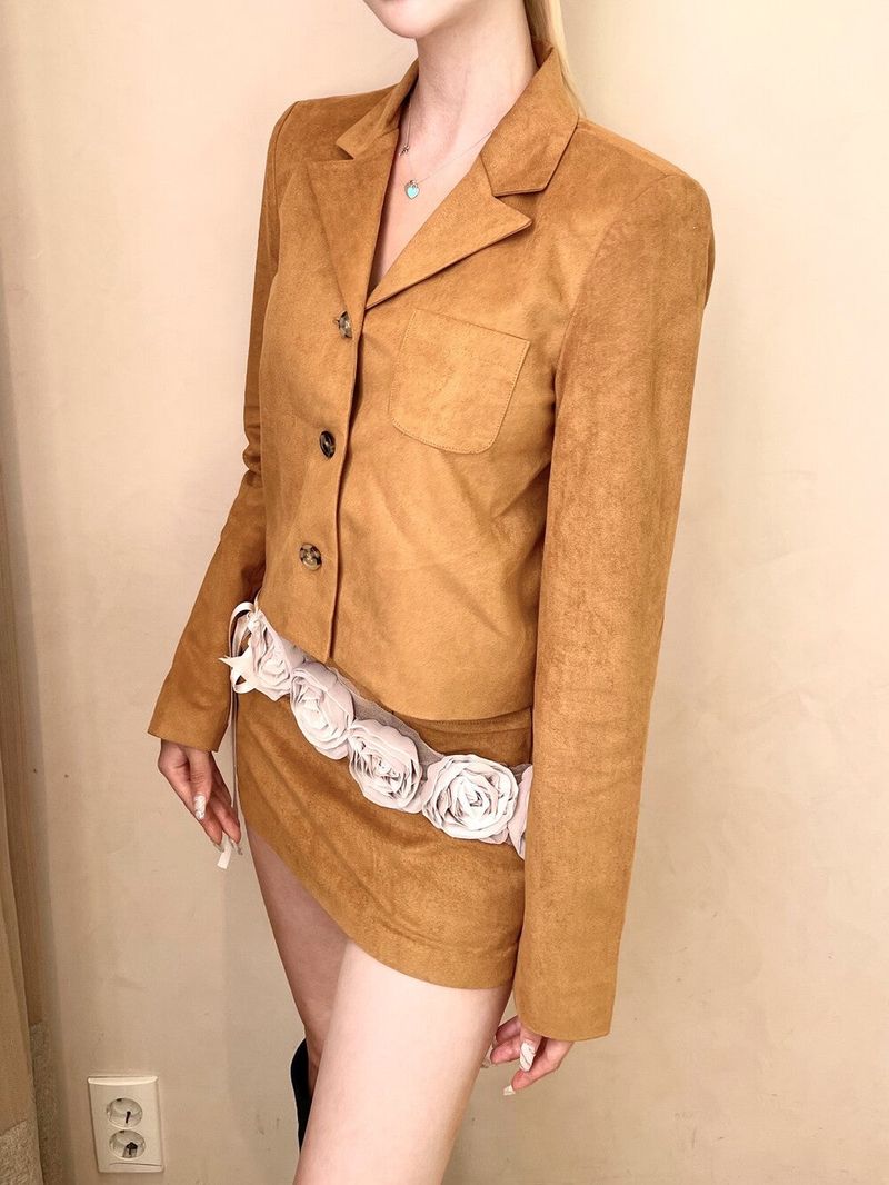 1387. Suede pocket button jk (2color)