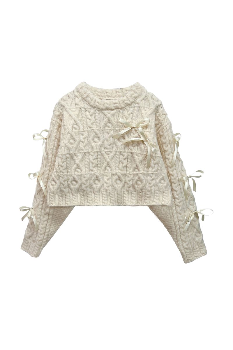 WHIMSICAL WOOL RIBBONE KNIT / IVORY