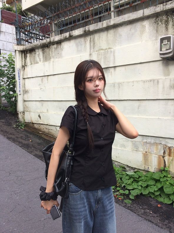 anyonemore（エニーワンモアー）の「Ishon Puff Slim Collar Shirt Blouse（Tops）」