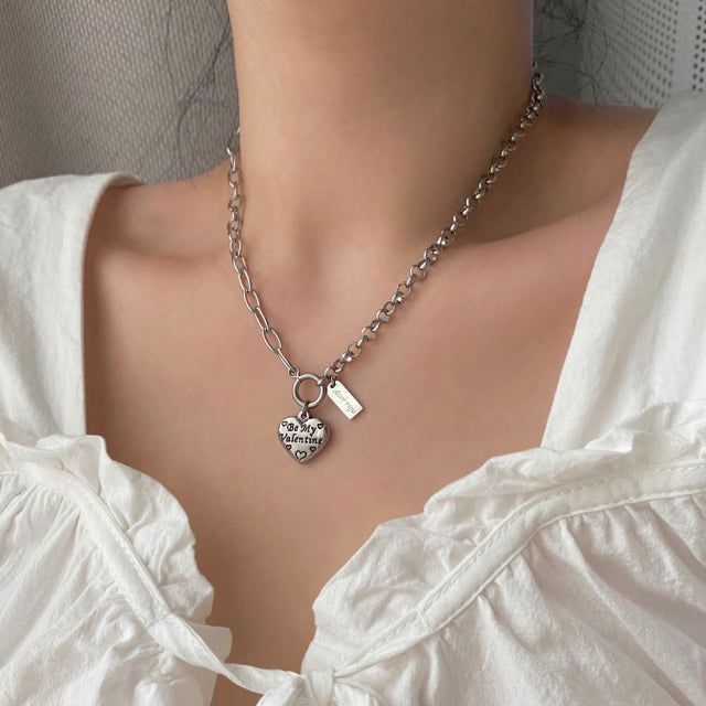 jhi Lettering Heart Two Way Necklace