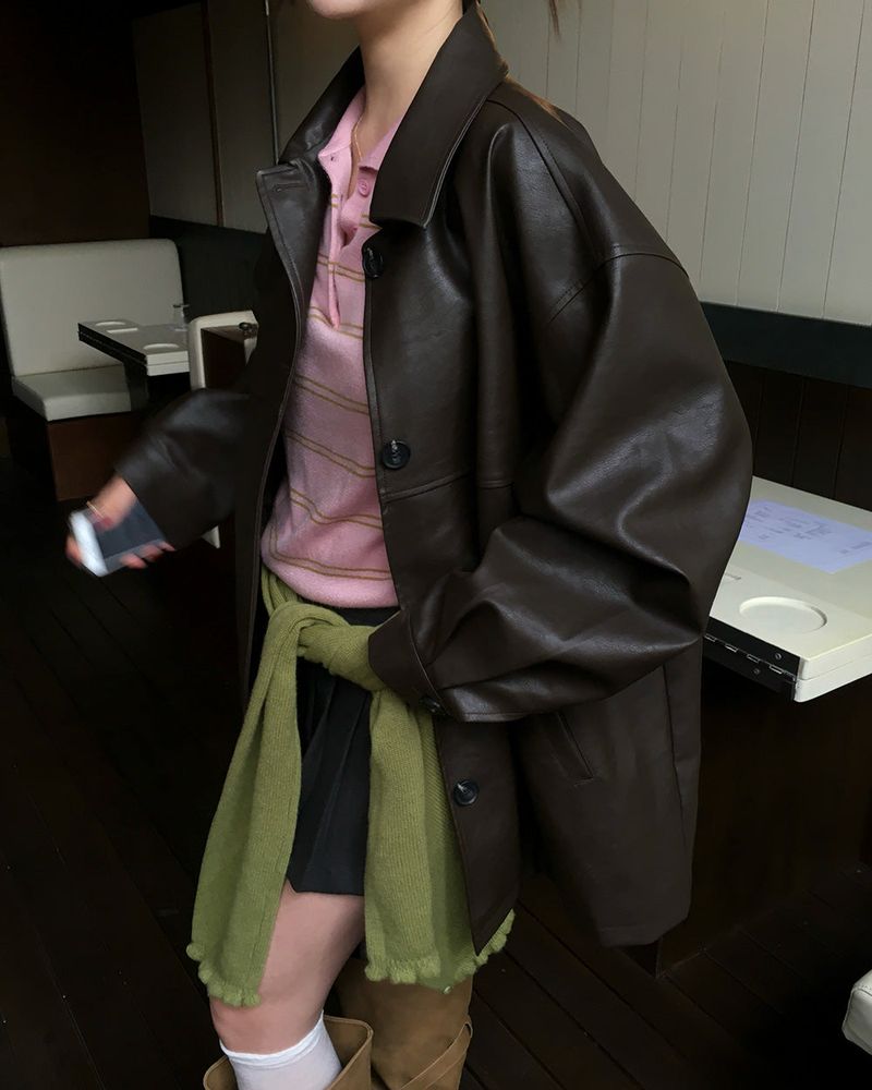Our Leather Middle Jacket