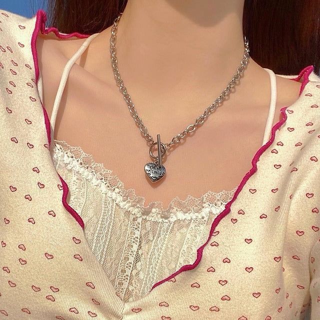 Cozy toggle heart necklace