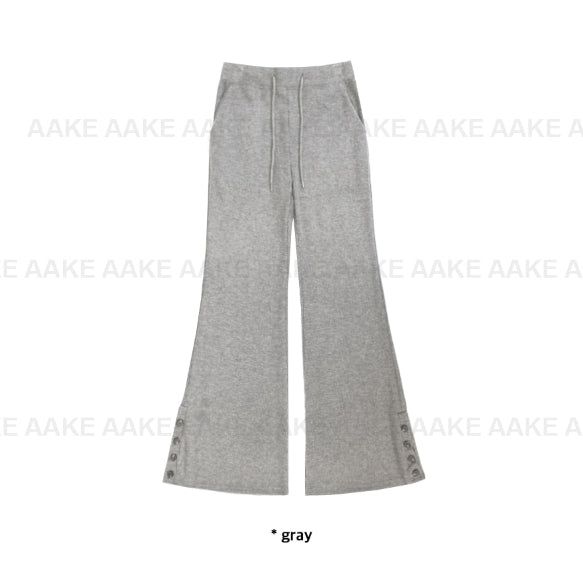 RIBBED BUTTON BOOTCUT PANTS