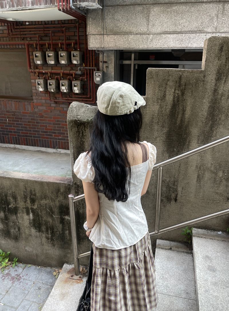 Mori Checkered Midi Skirt