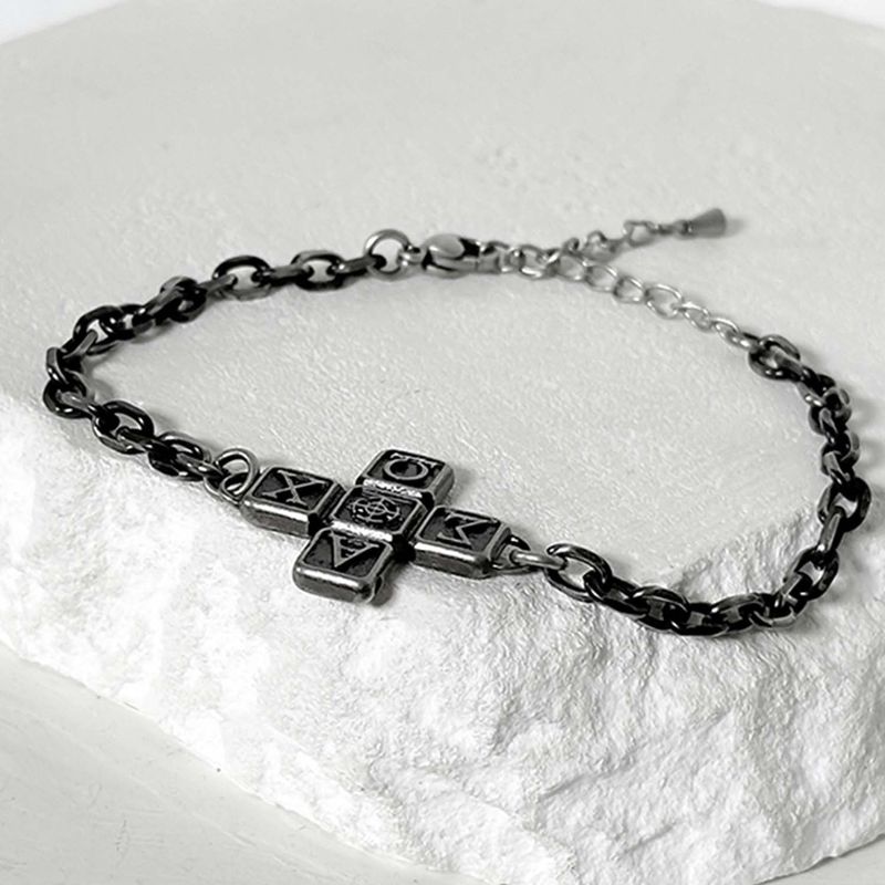 ss-Riversivle symbol cross bracelet_black