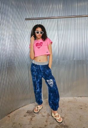 heart jogger pants_ deep blue