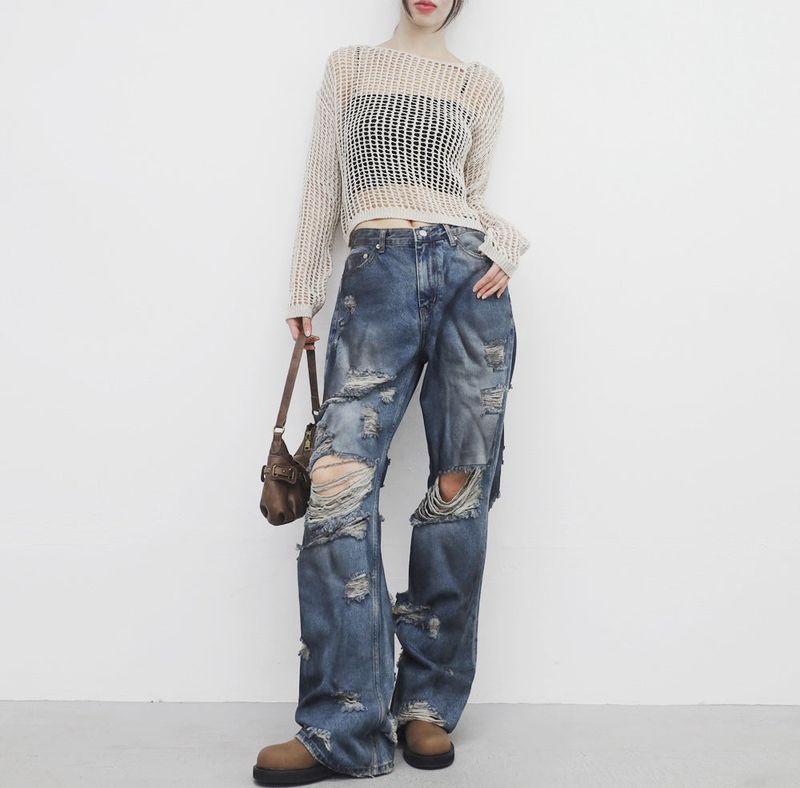 NONCODE（ノンコード）の「(Unisex) Jubi Damage Denim Pants（Pants）」