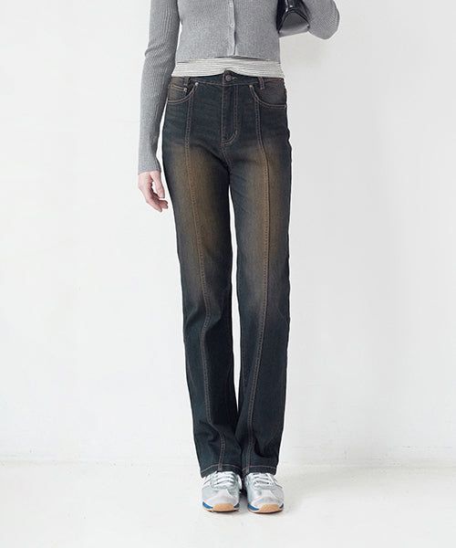 KIRSH（キルシー）の「KIRSH PLAIN SEMI FLARE DENIM PANTS [LIGHT CHARCOAL]（Pants）」