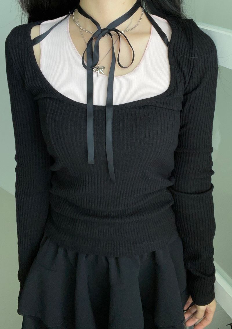 layered ribbed sleeveless