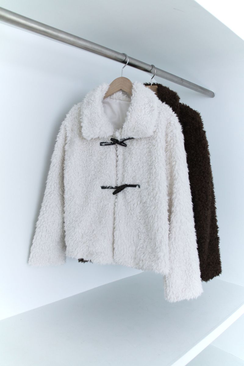 Soft wool two-button fur cropped jacket jumper (2colors)
