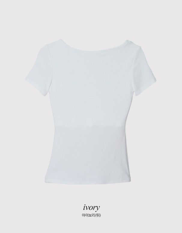 #Basic Square Cap Slim Short Sleeve T-shirt (5color)