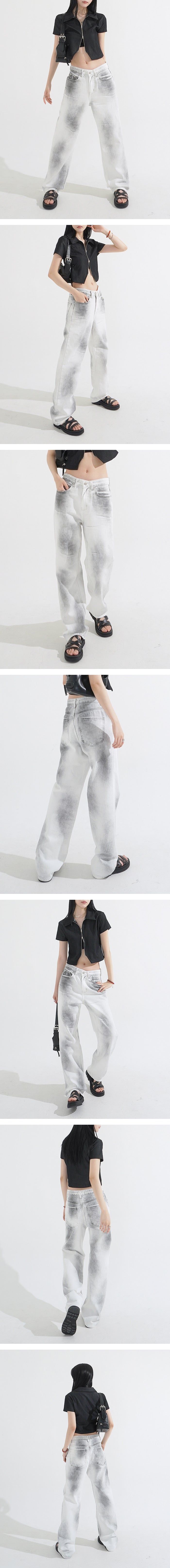 Dirty White Semi-Wide Denim Pants