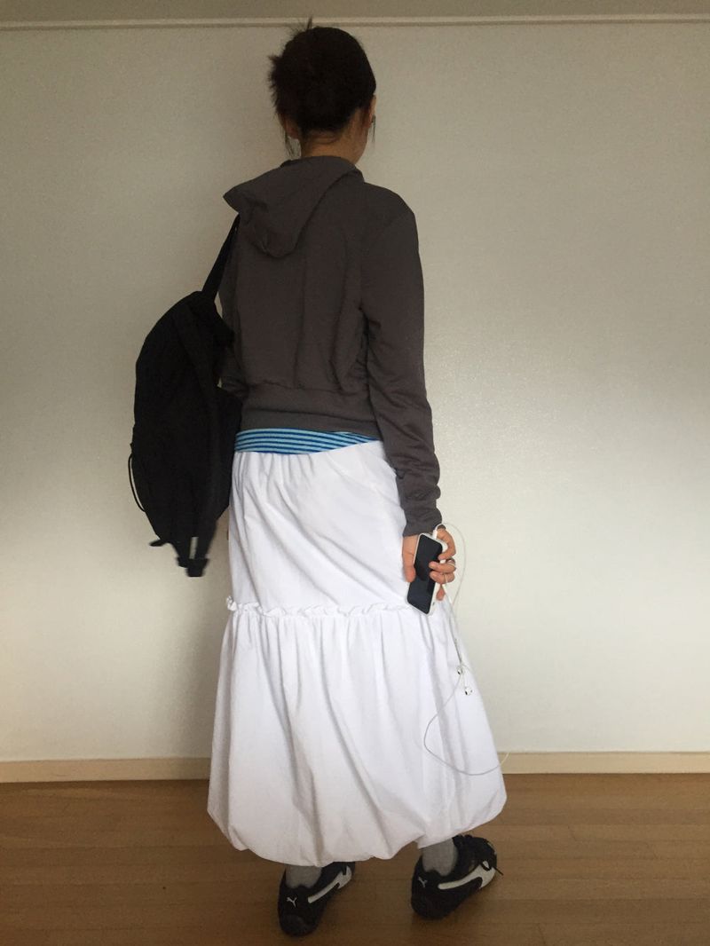 pumpkin nylon long skirt