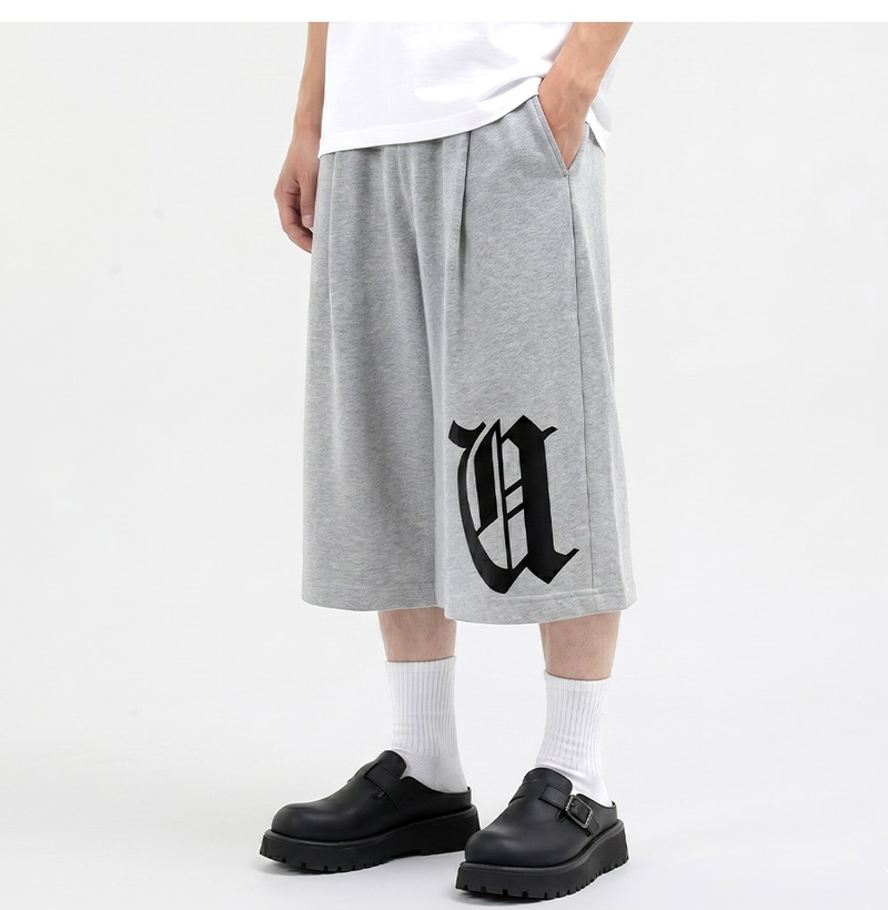 Balloon Curved Sweat Bermuda Pants Gray Gothic