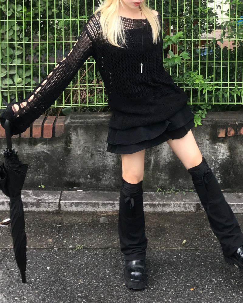 vintage punk damage long knitwear