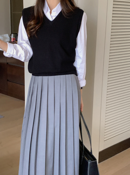 ライトVネックニットベスト(8color)