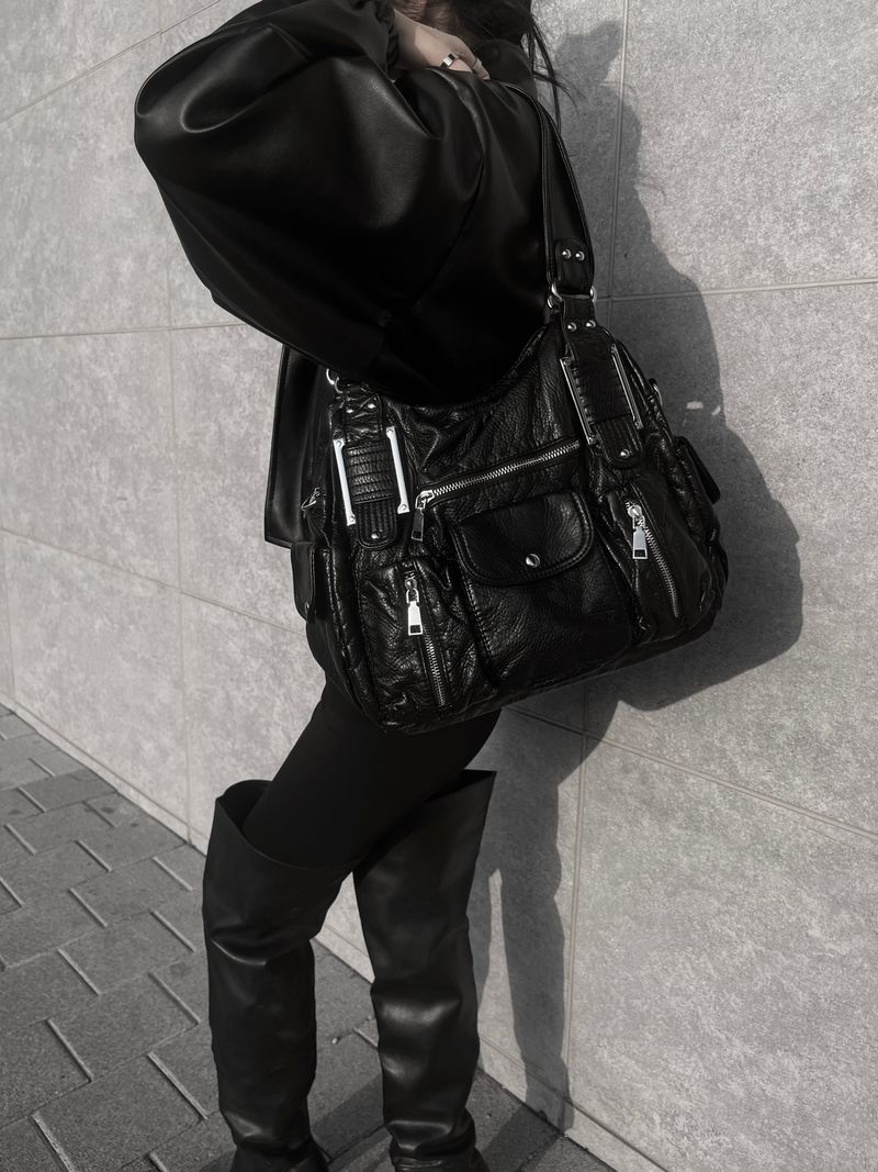 vintage husky leather shoulder bag