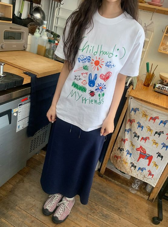 Oha Banding Color Long Skirt