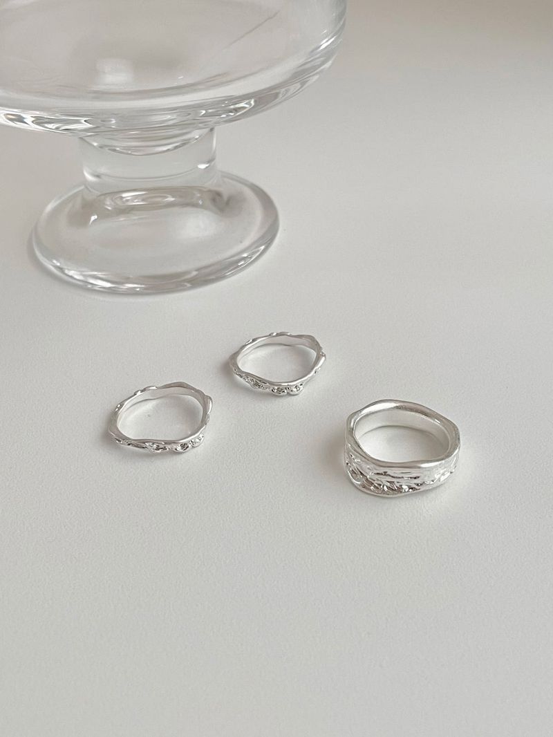 [3 set] vintage wave layered ring