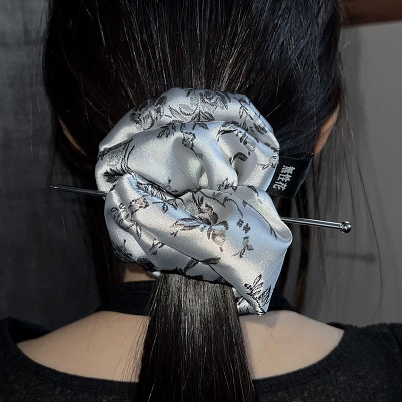 hideko oriental silver scrunchie