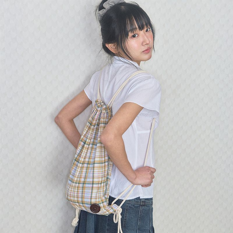 kiibi（キイビ）の「check pattern gym sack yellow（Bags）」