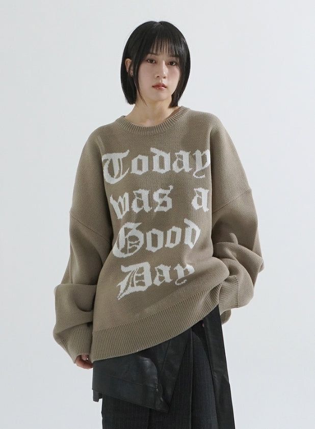Lettering oversize heavy knit