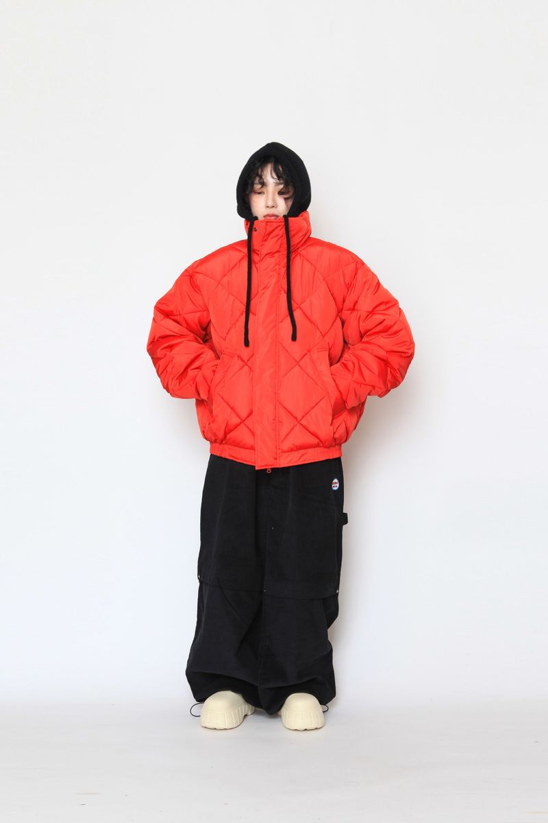 high-neck quilting padded jumper