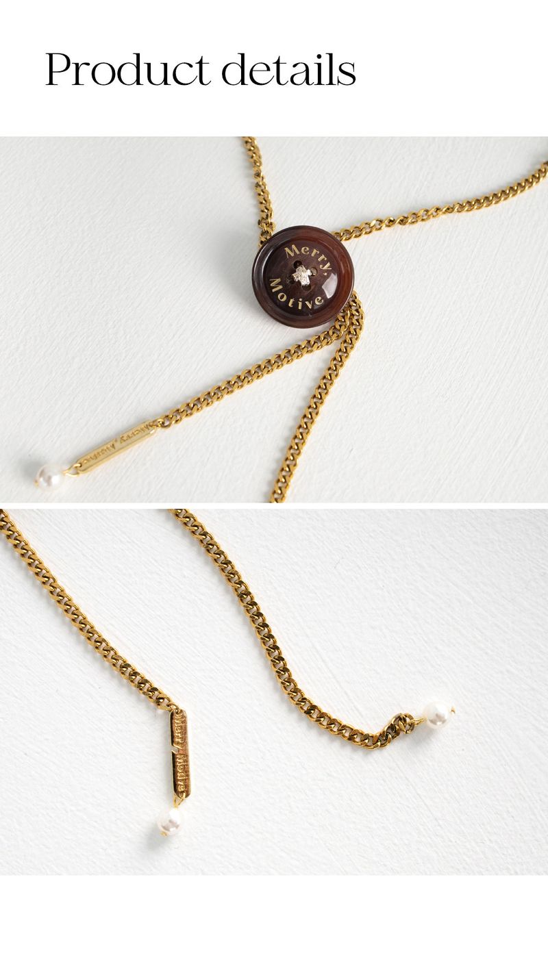 Button point bolo tie chain necklace (Wine)