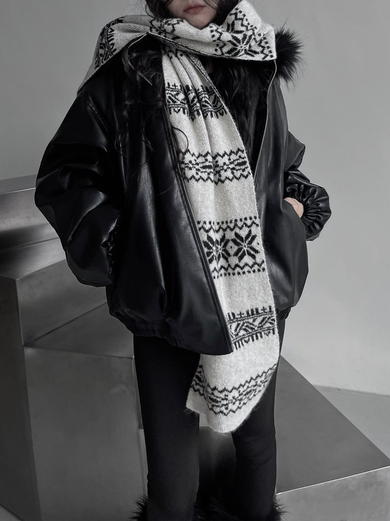 winter jacquard contrast muffler (4color)