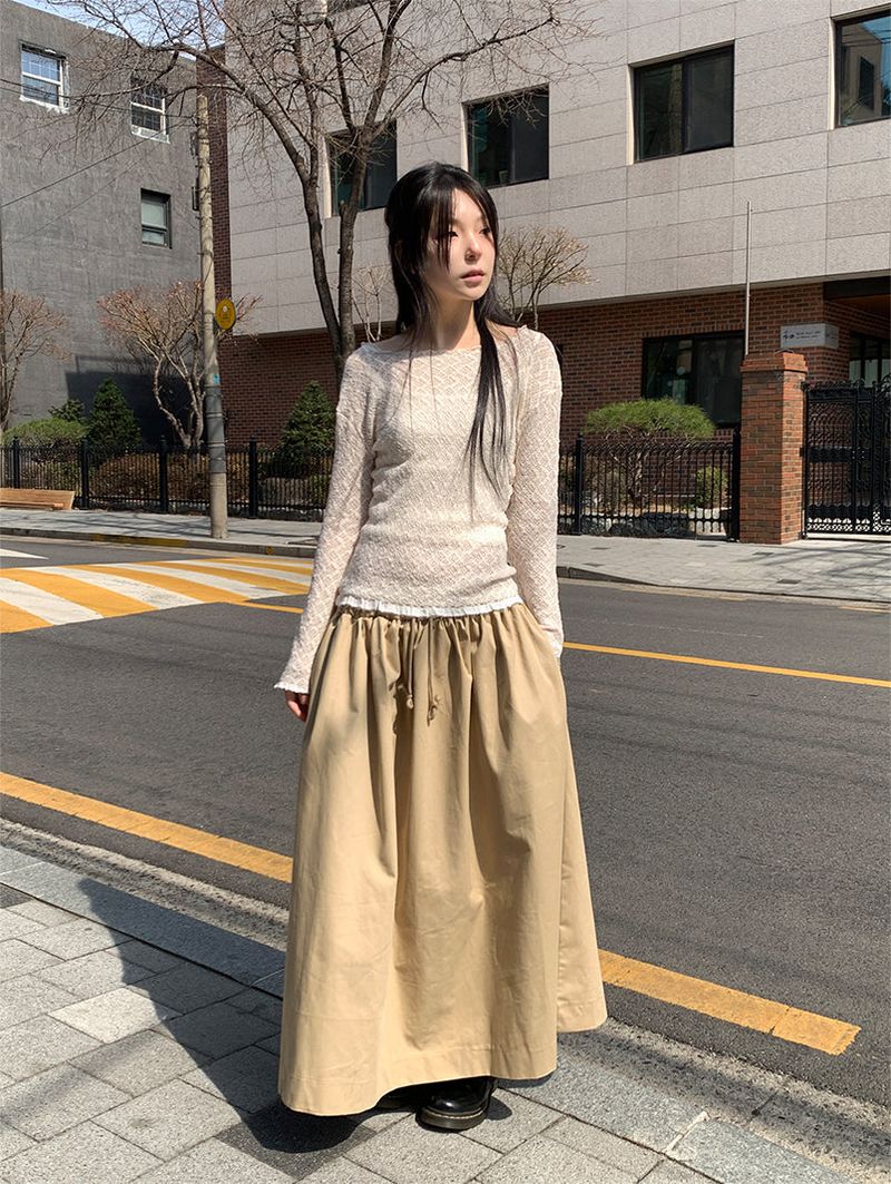 FEVER FLARE MAXI SKIRT (4C)