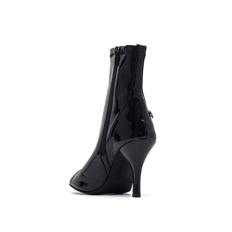 New Open Toe Slim Ankle Heel(Glossy Black)
