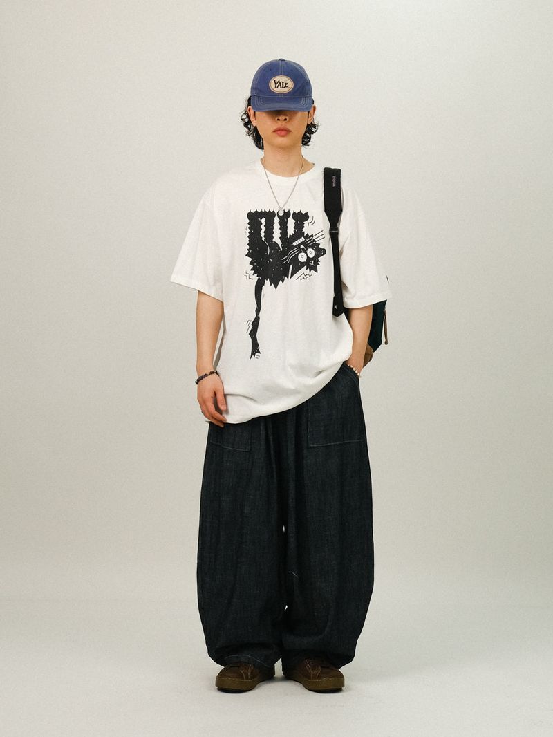 MM Pigment Washing Cat Half T