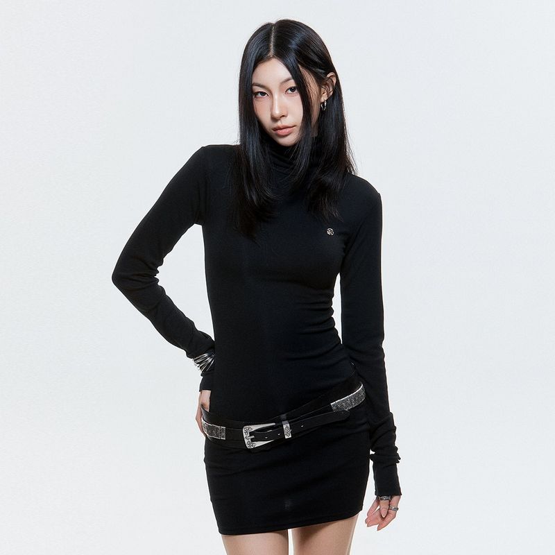(DUC) Turtleneck Mini Dress Black