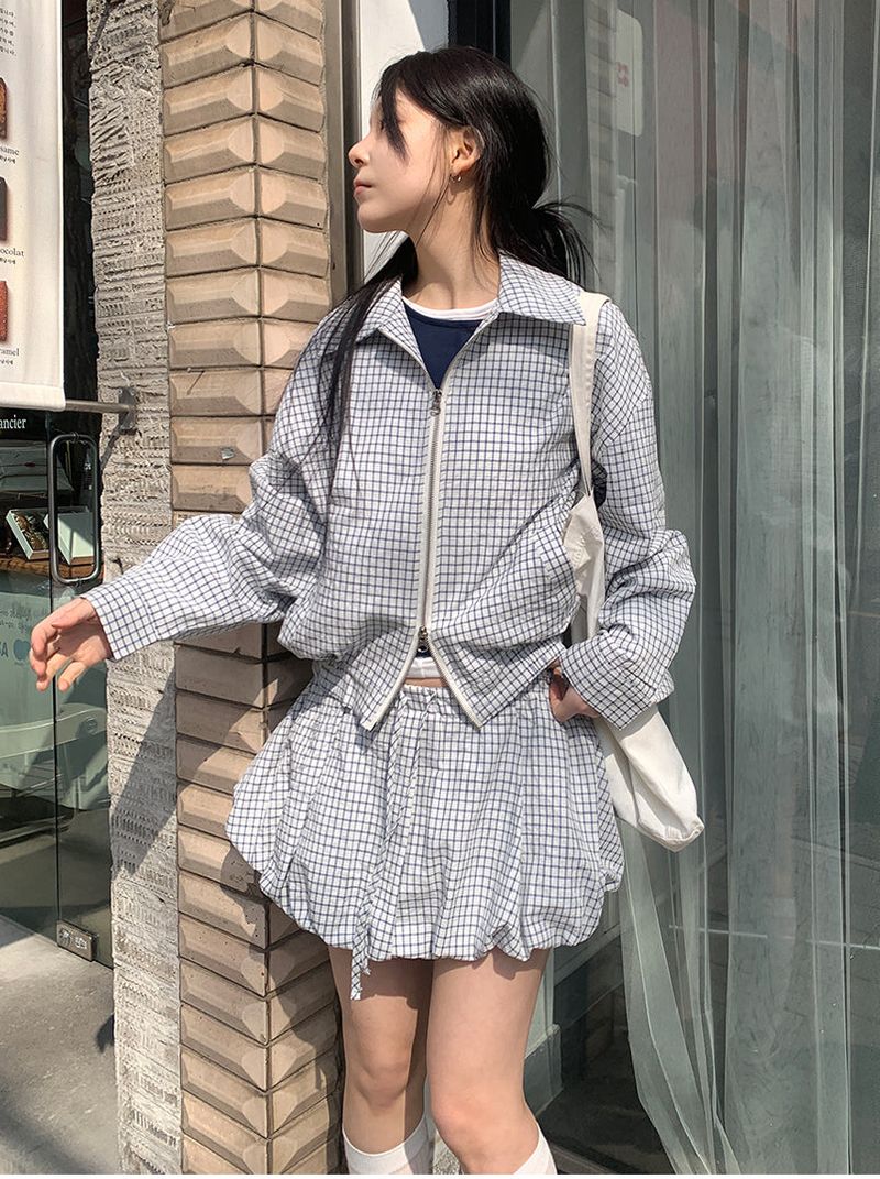 CHECK BALLOON SKIRT (2C)
