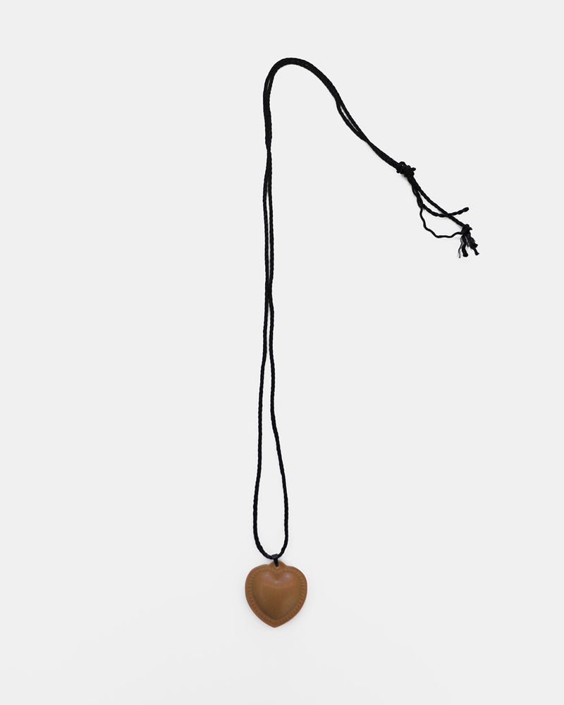 Carven Leather Heart Long Necklace