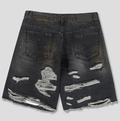 Tizzy Damage Black Denim Half Pants